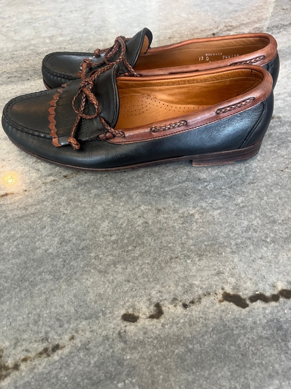Footjoy  Men's Black and Brown Leather Moccasin Loafers size 13D - Picture 9 of 12